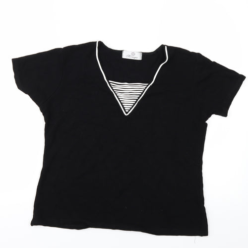 MONQUIE Womens Black   Basic T-Shirt Size 12
