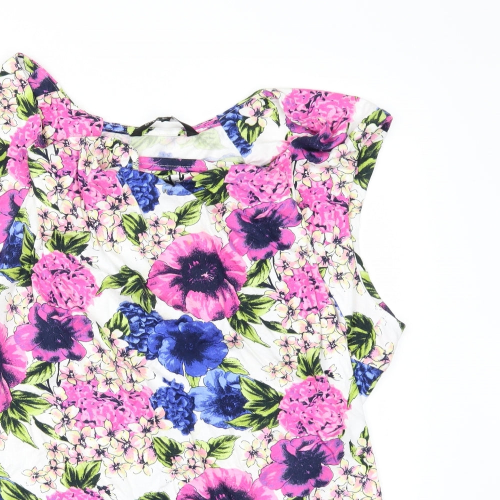 Debenhams Womens White Floral  Basic T-Shirt Size 20