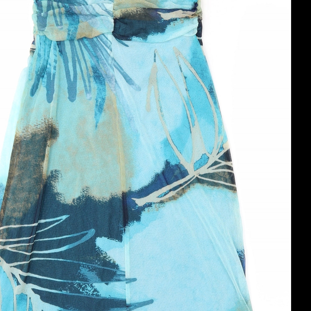Marks and Spencer Womens Blue Geometric  Sheath  Size 16