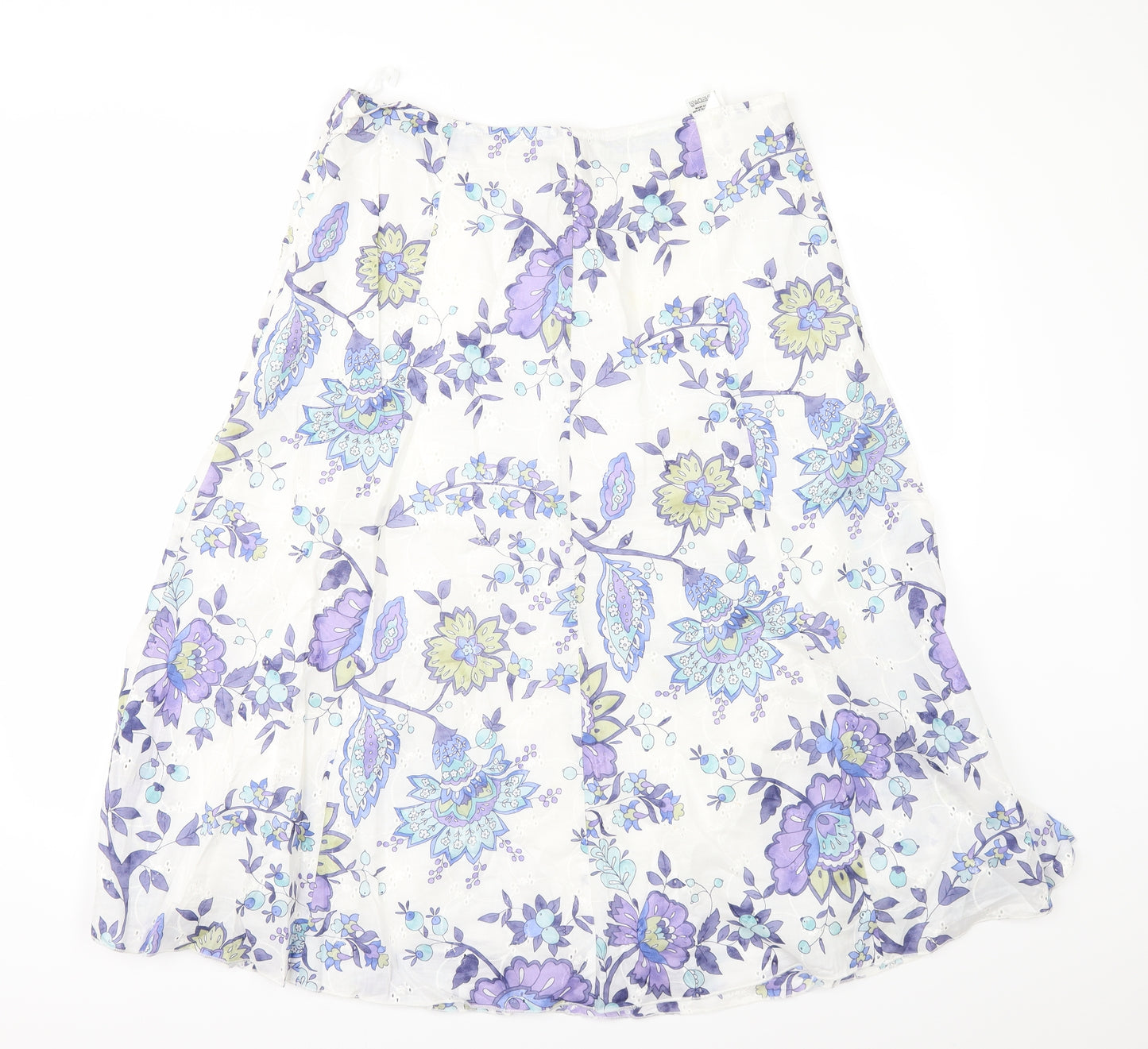Marks and Spencer Womens White Floral  A-Line Skirt Size 14
