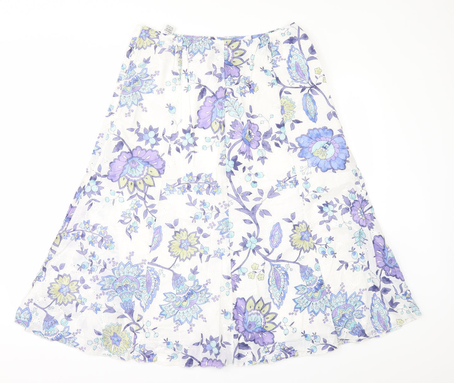 Marks and Spencer Womens White Floral  A-Line Skirt Size 14
