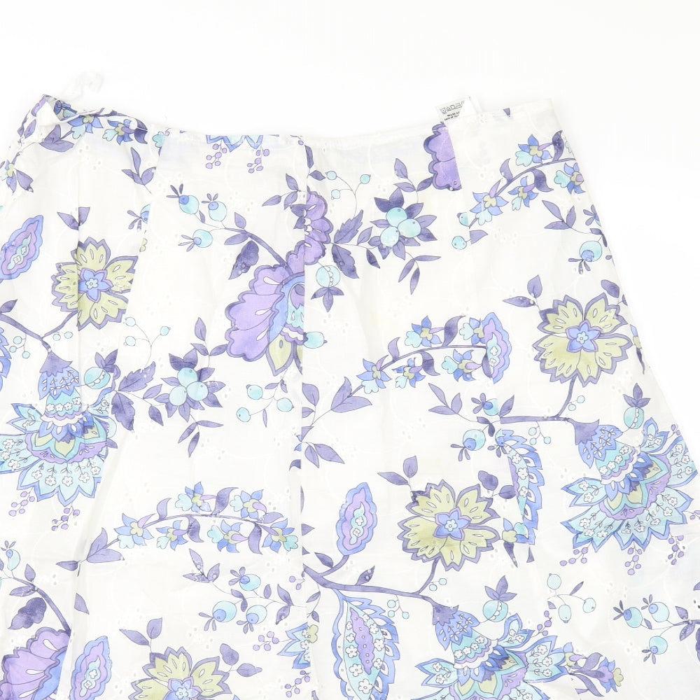 Marks and Spencer Womens White Floral  A-Line Skirt Size 14