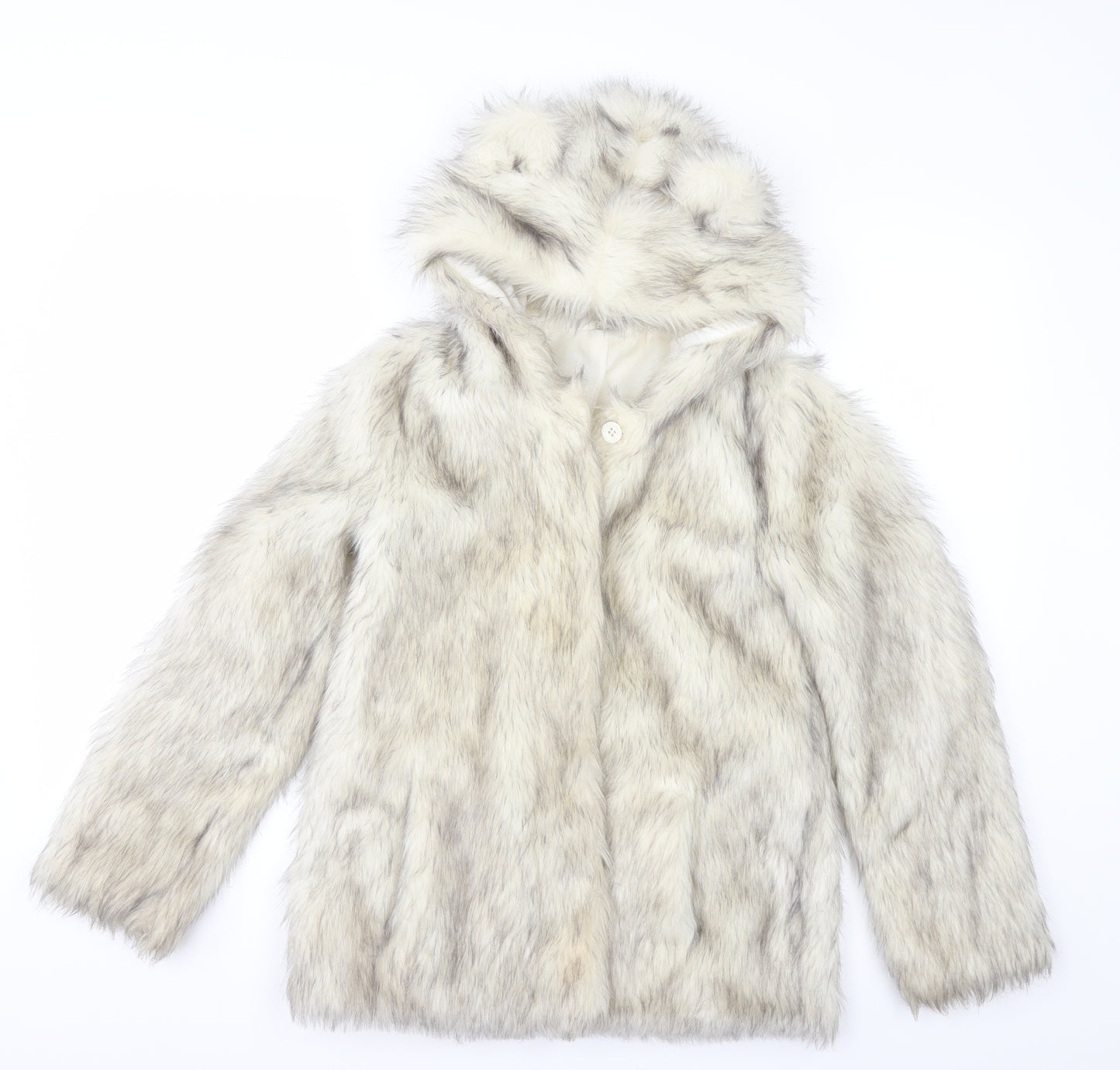 TU Girls White   Jacket  Size 9-10 Years  - FUR