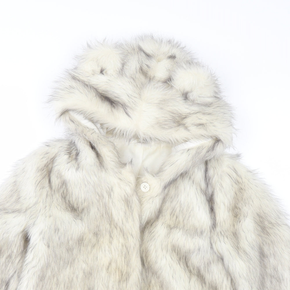 TU Girls White   Jacket  Size 9-10 Years  - FUR