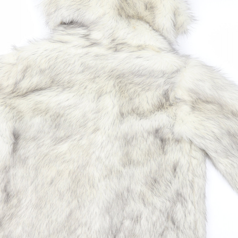 TU Girls White   Jacket  Size 9-10 Years  - FUR