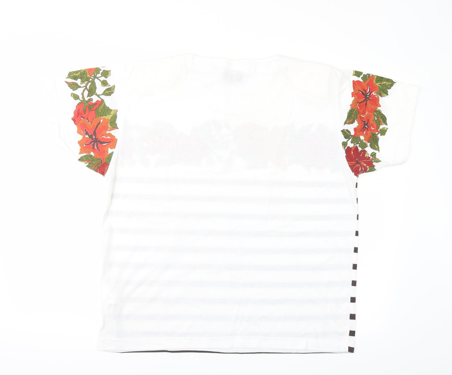 Tigi-Wear Womens White Striped  Basic T-Shirt One Size