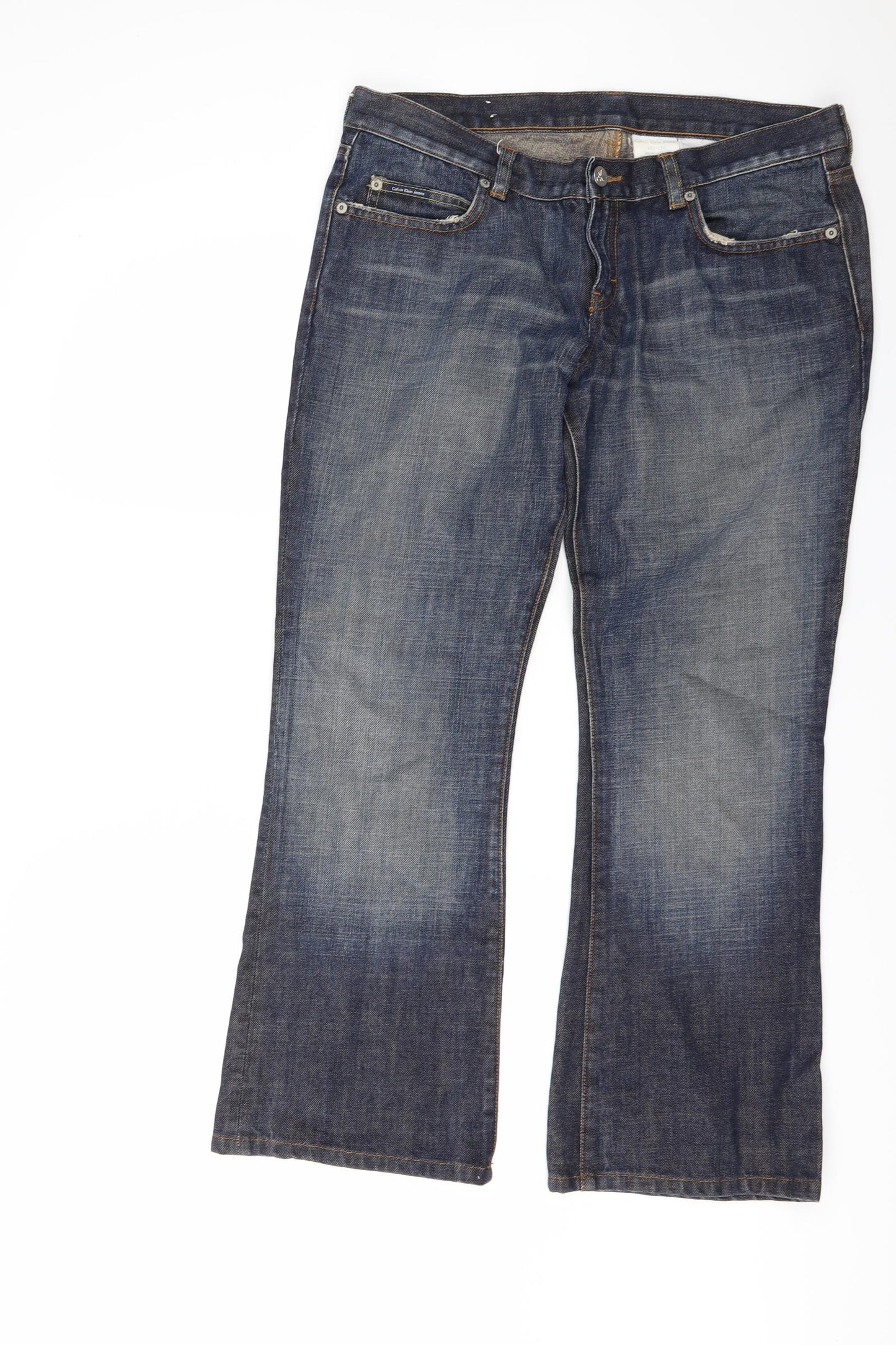 Calvin Klein Womens Blue  Denim Flared Jeans Size 32 in L28 in