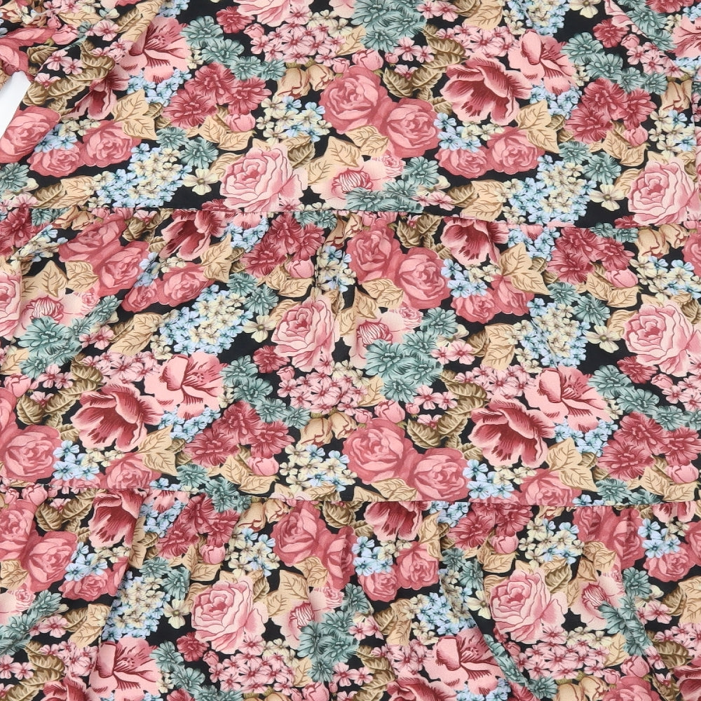 Boohoo Womens Multicoloured Floral  A-Line  Size 16