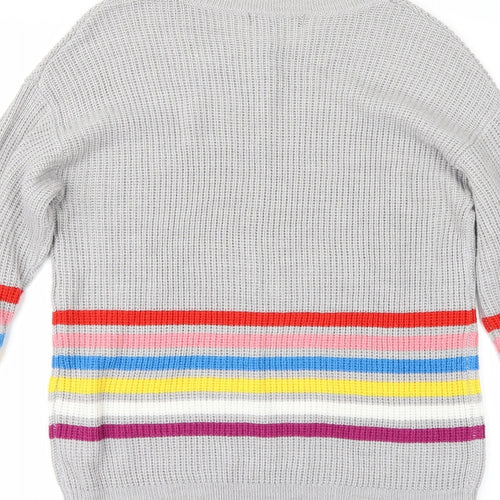 Studio Womens Grey Striped  Pullover Jumper Size 14