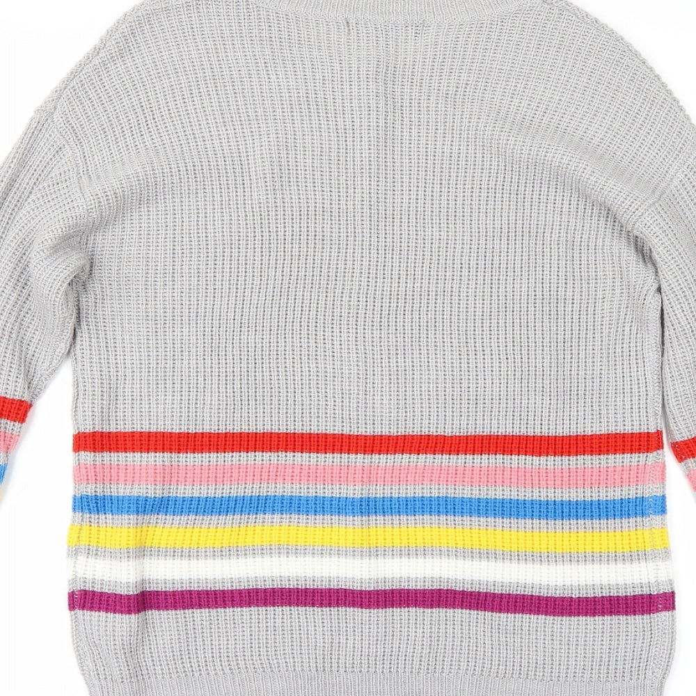 Studio Womens Grey Striped  Pullover Jumper Size 14