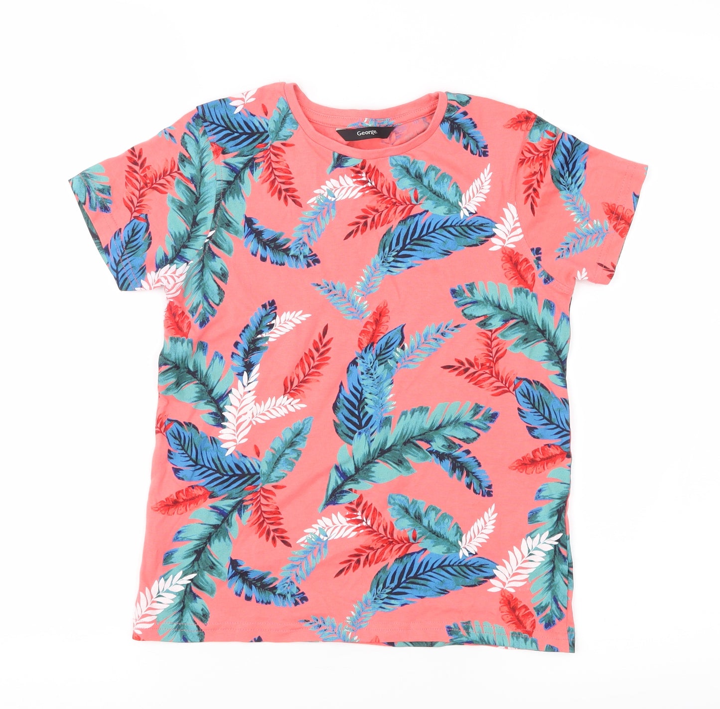 George Girls Pink Floral Jersey Basic T-Shirt Size 8-9 Years