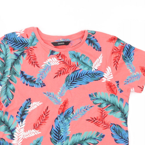 George Girls Pink Floral Jersey Basic T-Shirt Size 8-9 Years