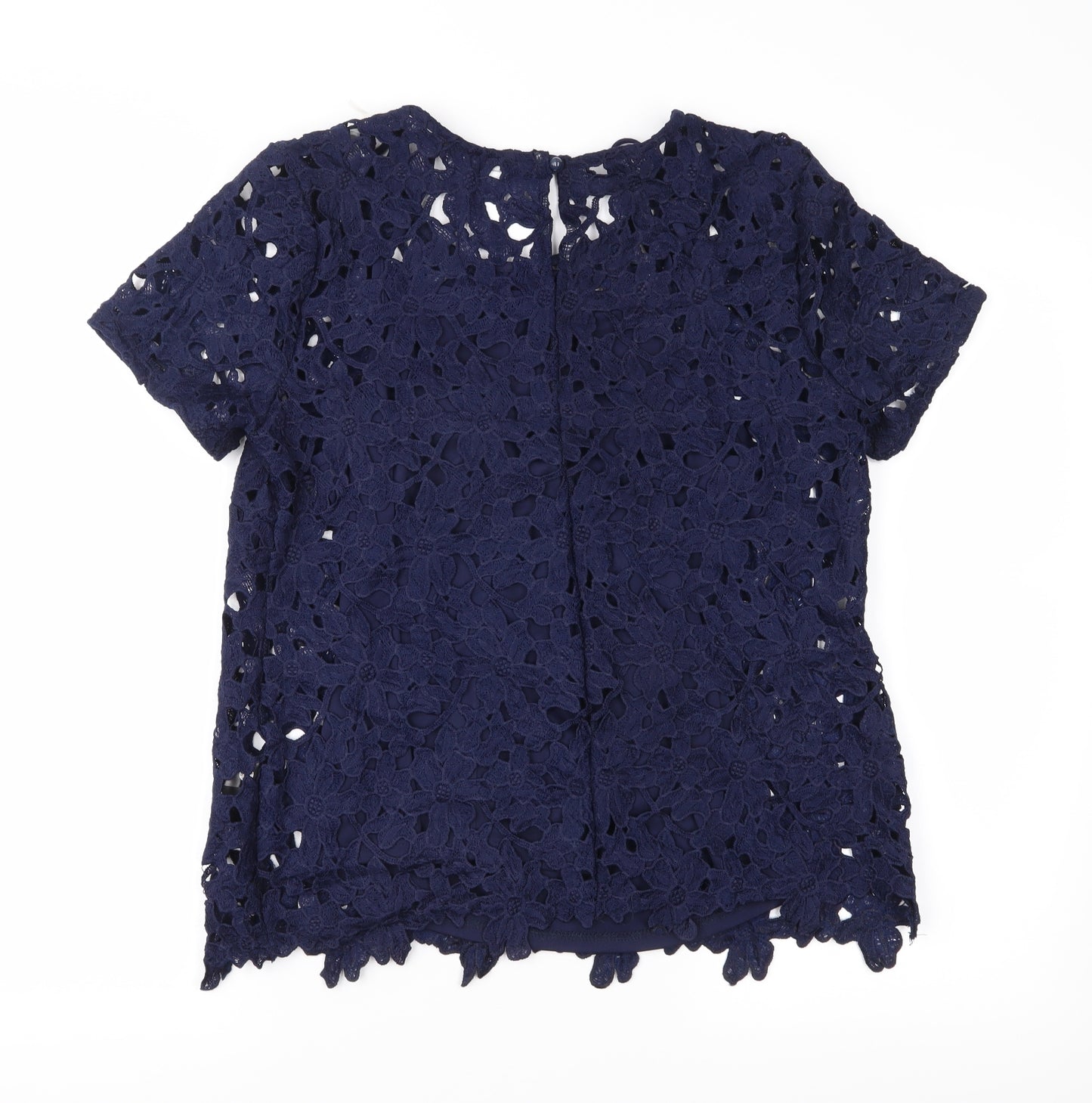 George Womens Blue  Lace Basic Blouse Size 12