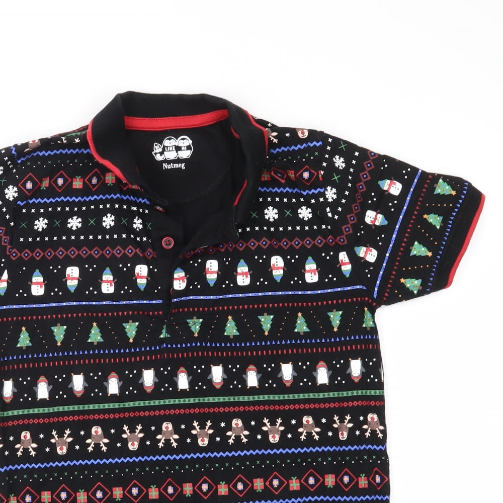 Nutmeg Boys Black Fair Isle Jersey Basic Polo Size 13-14 Years  - Snow Penguin