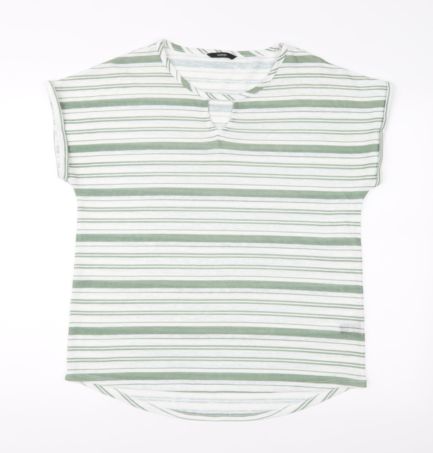 George Womens Green Striped Jersey Basic Blouse Size 12