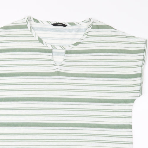 George Womens Green Striped Jersey Basic Blouse Size 12