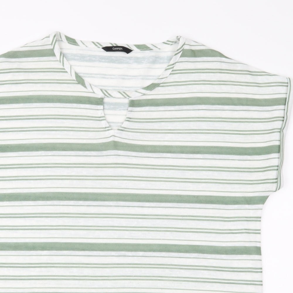 George Womens Green Striped Jersey Basic Blouse Size 12