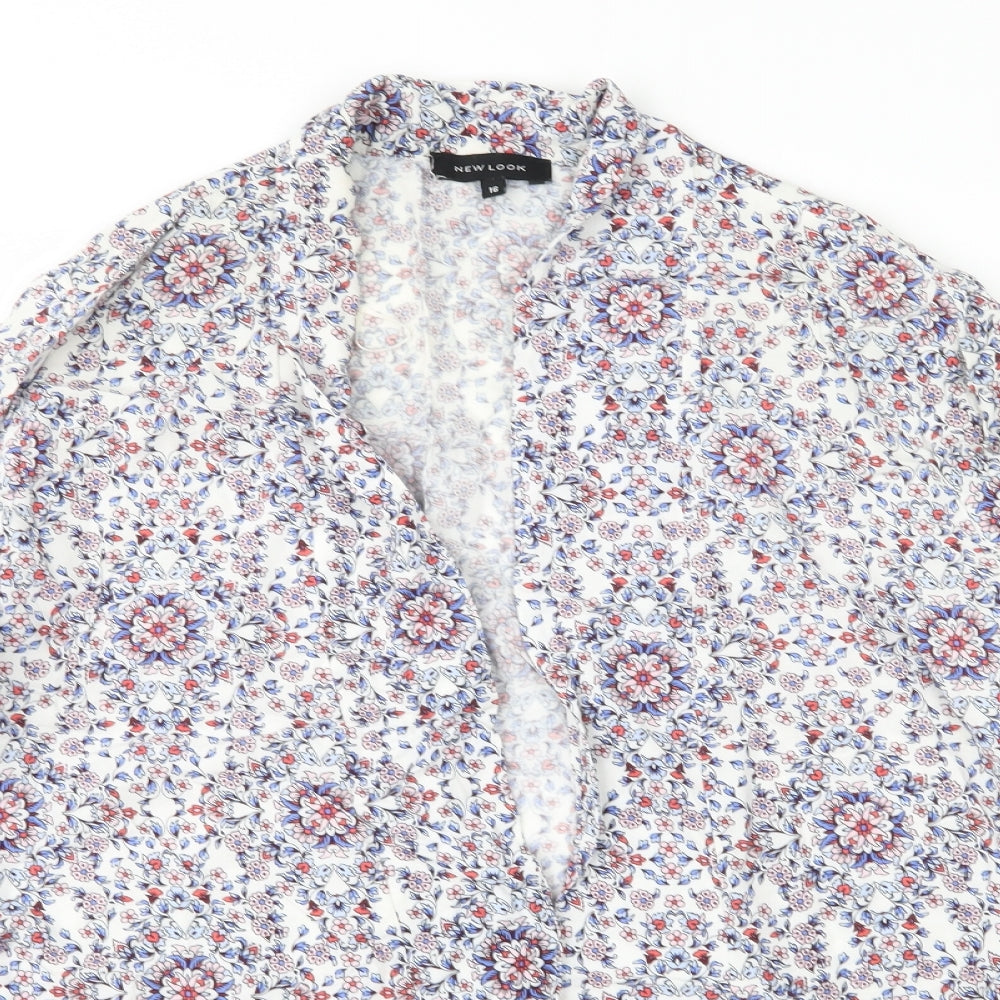 New Look Womens Blue Floral  Basic Blouse Size 16