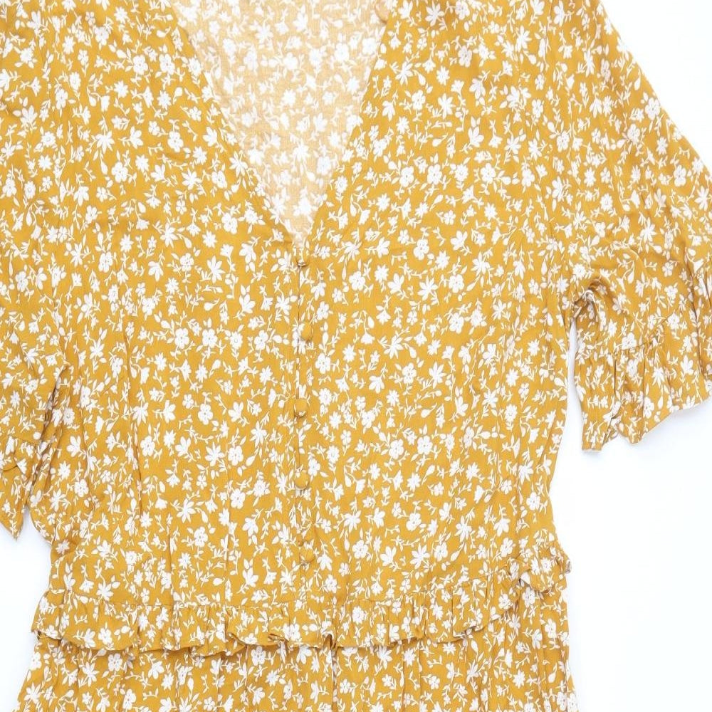 Papaya Womens Orange Floral  Fit & Flare  Size 14