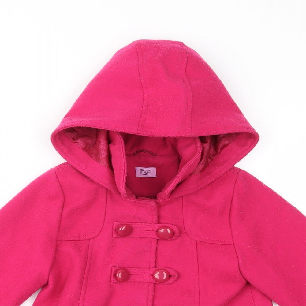 F&F Girls Pink   Duffle Coat Coat Size 18-24 Months