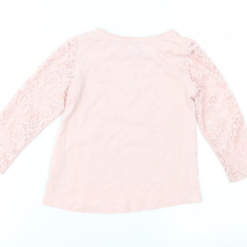F&F Girls Pink Floral Jersey Basic Blouse Size 2-3 Years