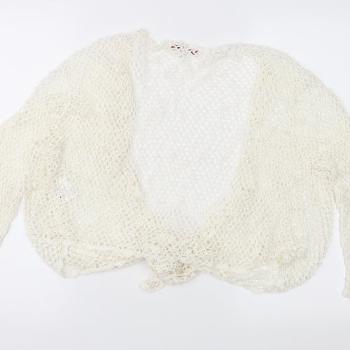 EWM Womens Ivory  Crochet Cardigan Jumper Size XL