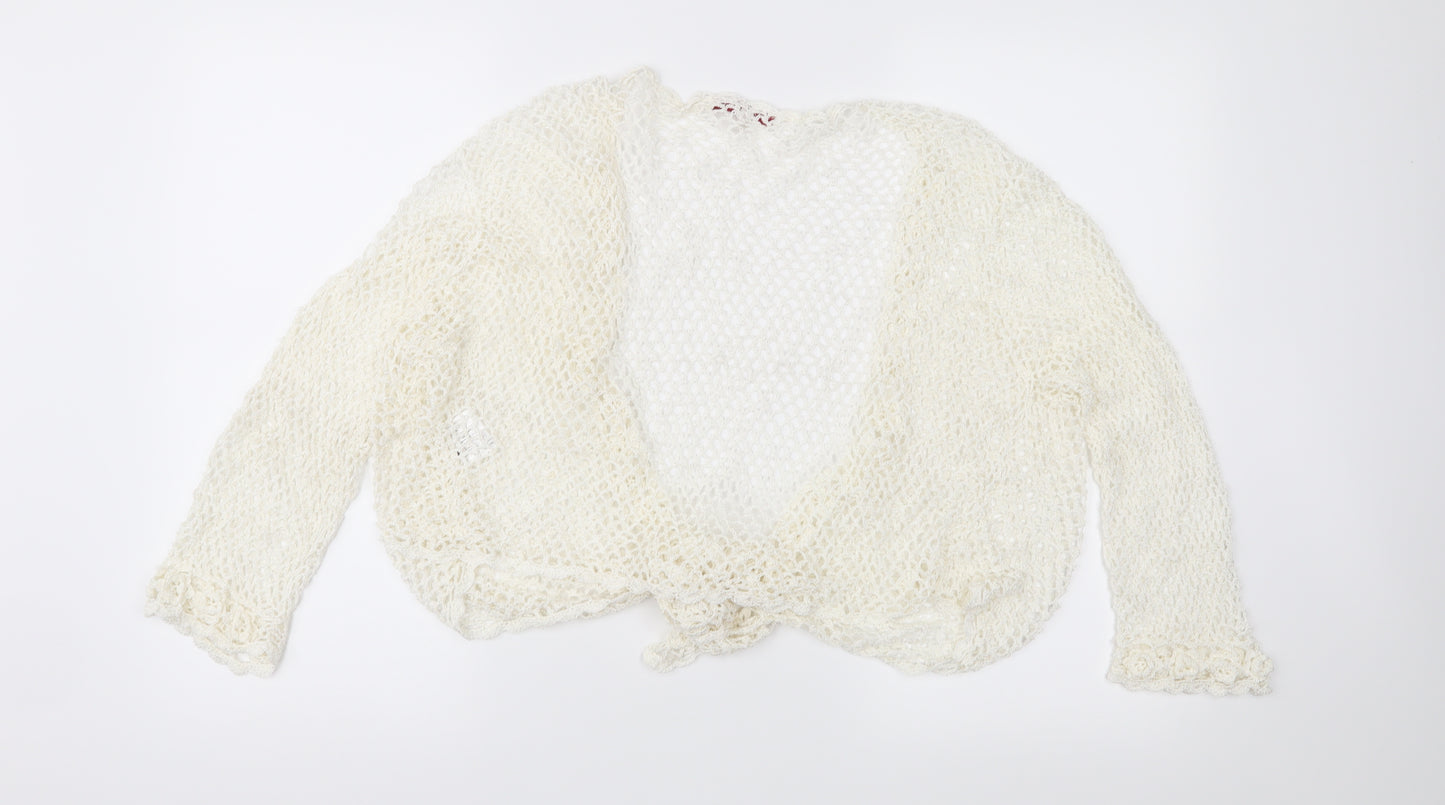 EWM Womens Ivory  Crochet Cardigan Jumper Size XL