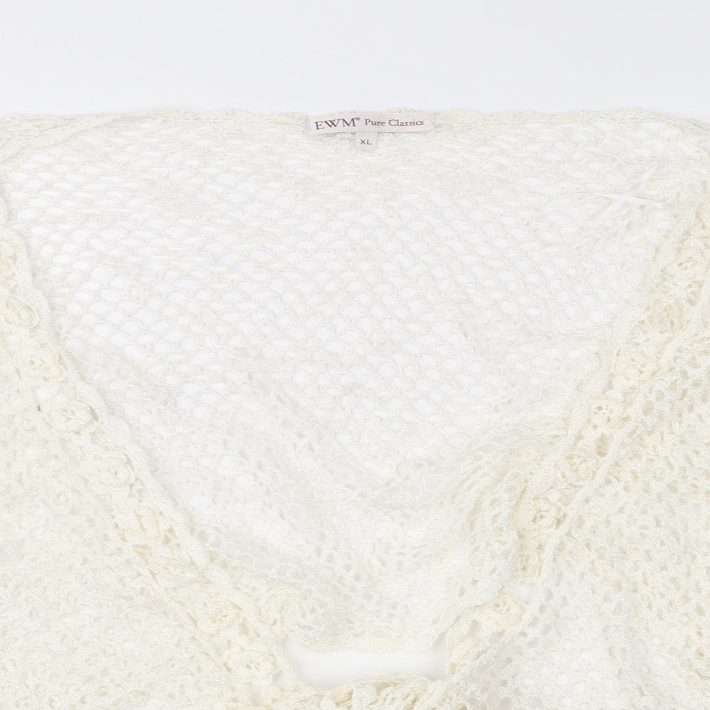 EWM Womens Ivory  Crochet Cardigan Jumper Size XL