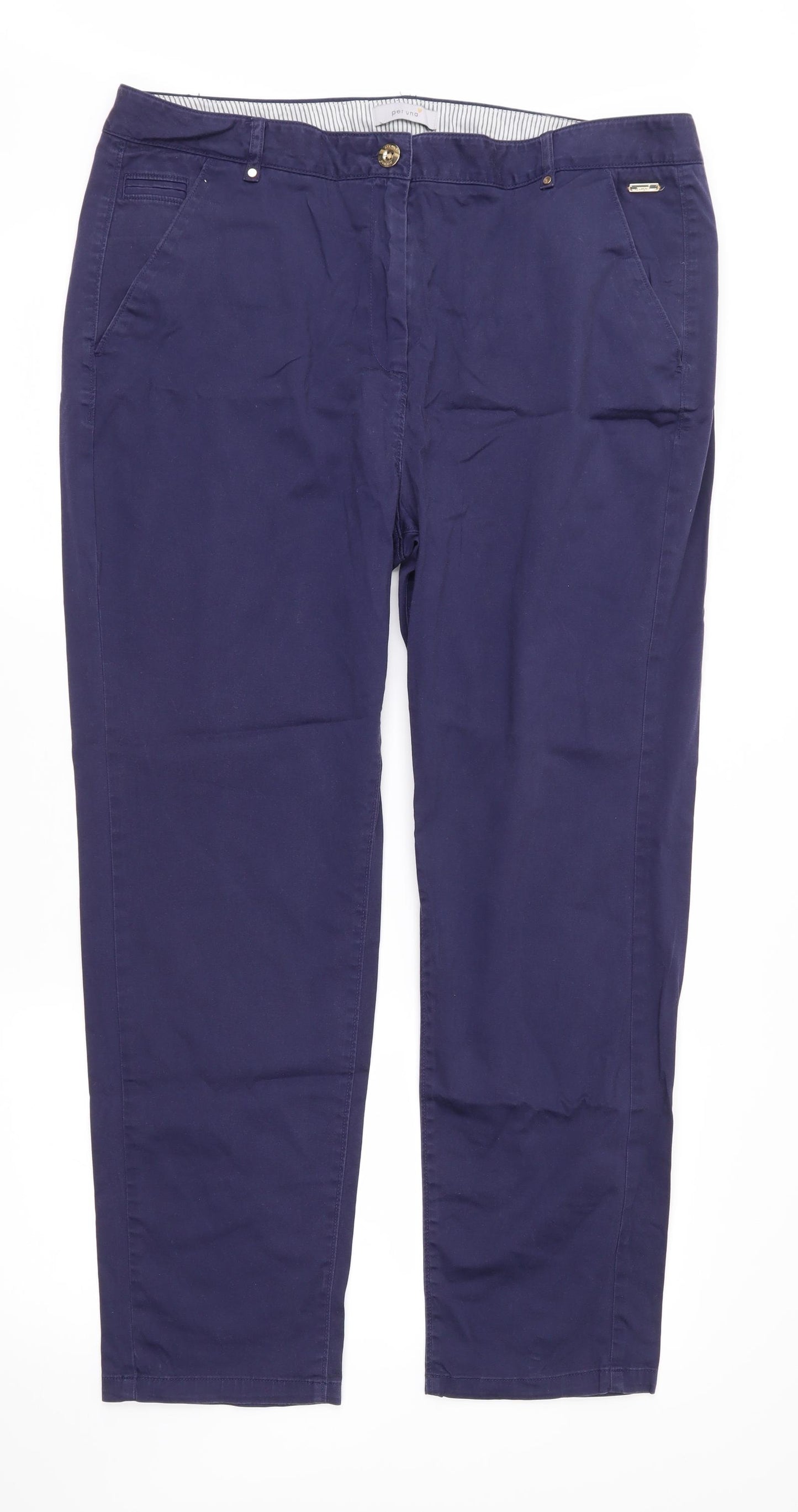 Per Una Womens Blue   Chino Trousers Size 18 L28 in
