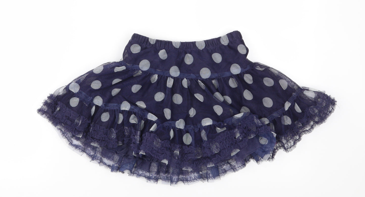 H&M Girls Blue Polka Dot Mesh Tutu Skirt Size 5 Years