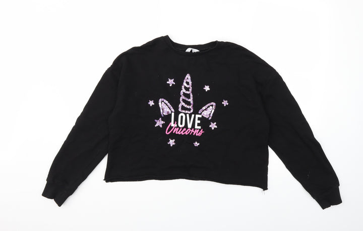 Primark Girls Black   Pullover Sweatshirt Size 14 Years