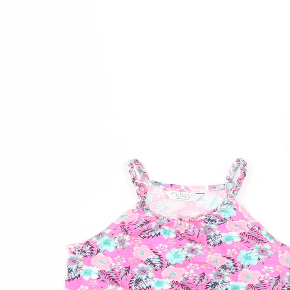 Primark Girls Pink Floral  Basic Tank Size 7-8 Years