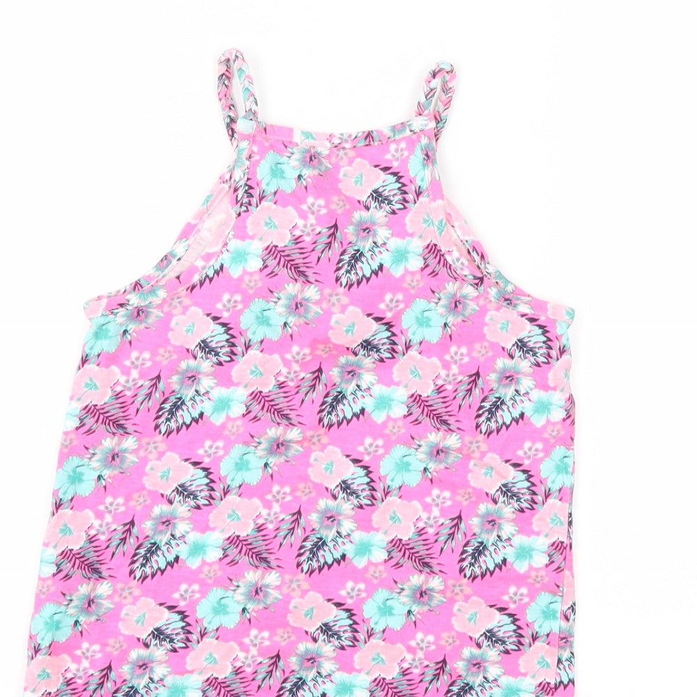 Primark Girls Pink Floral  Basic Tank Size 7-8 Years