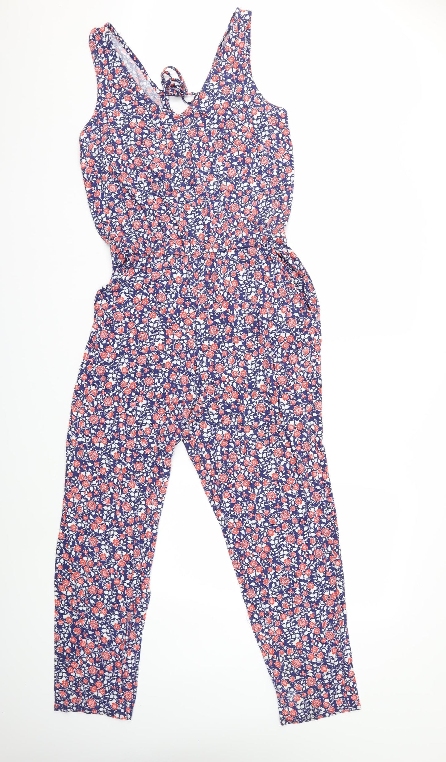 George Womens Blue Floral  Jumpsuit One-Piece Size 16