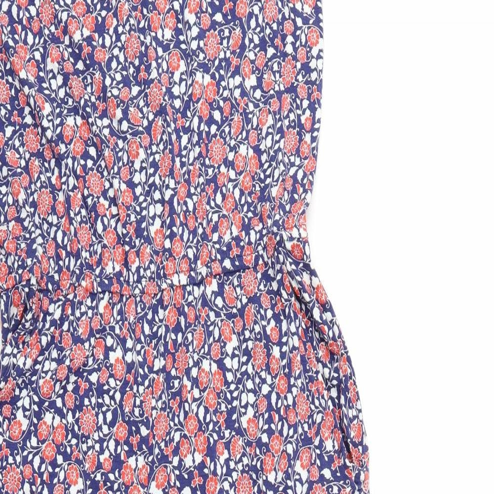 George Womens Blue Floral  Jumpsuit One-Piece Size 16