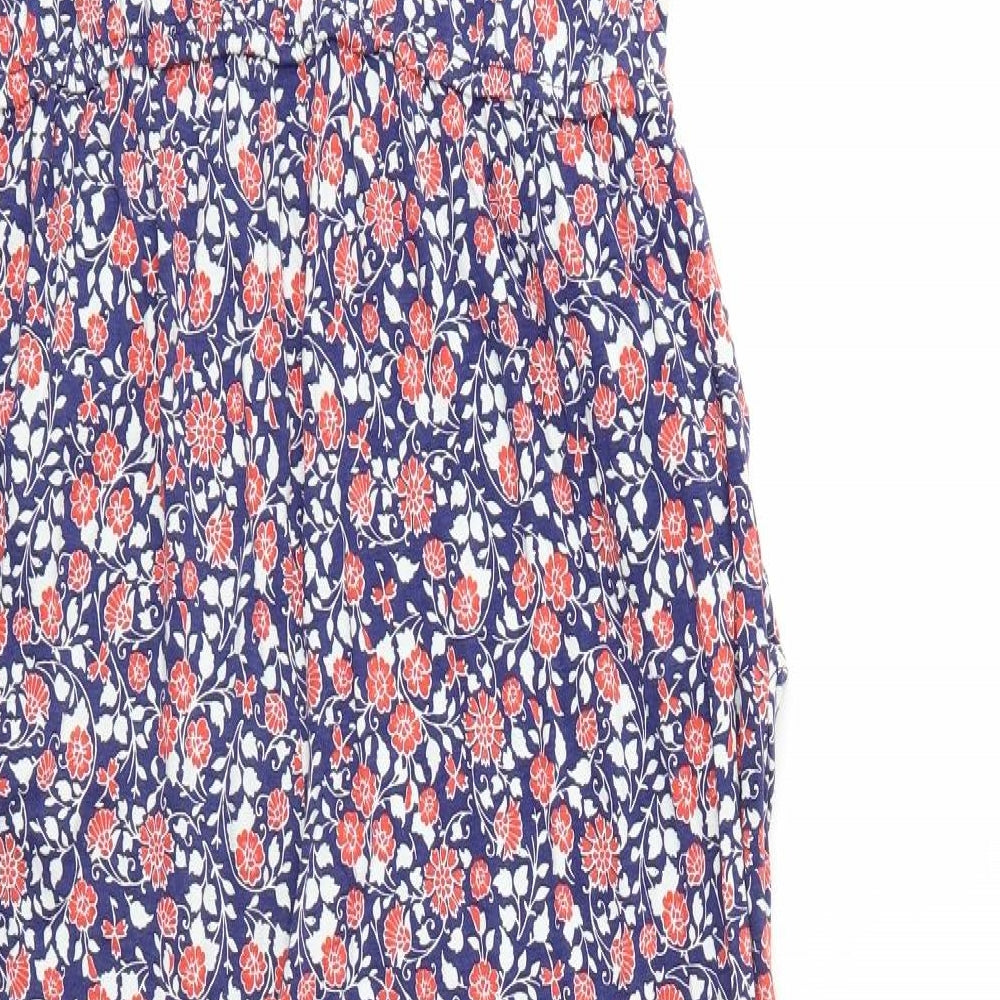 George Womens Blue Floral  Jumpsuit One-Piece Size 16