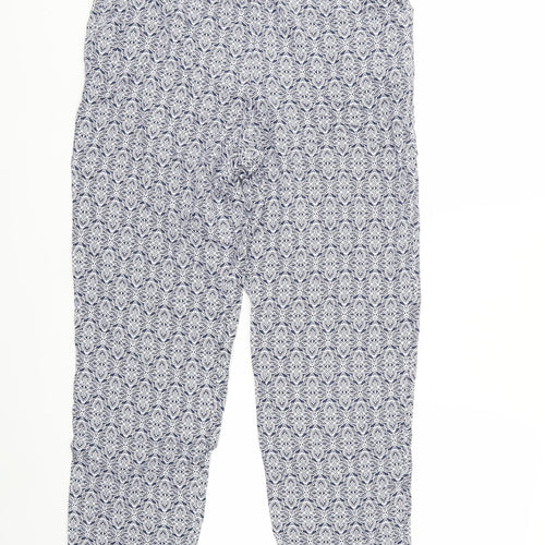 Marks and Spencer Womens Blue Floral  Trousers  Size 10 L26 in