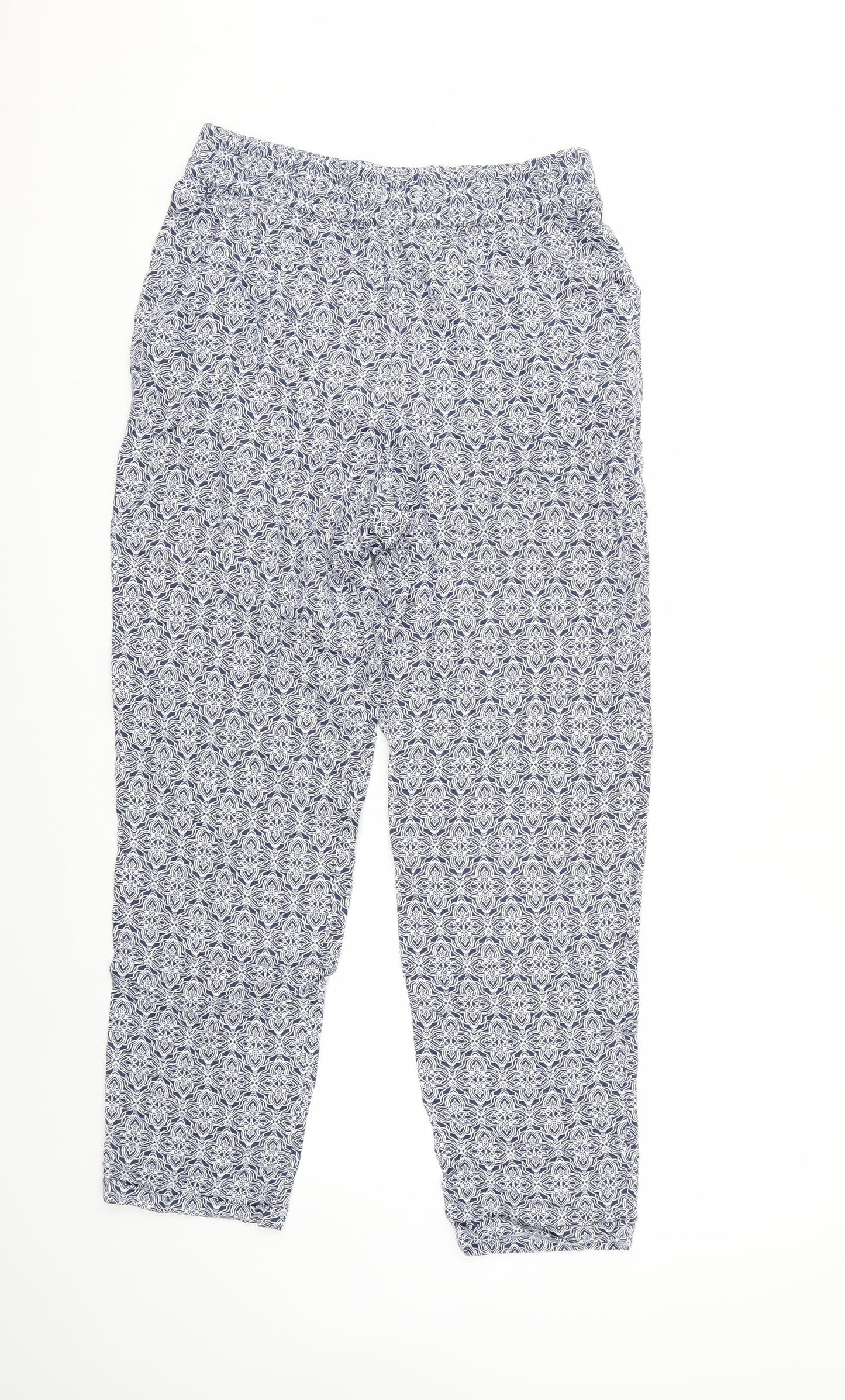 Marks and Spencer Womens Blue Floral  Trousers  Size 10 L26 in