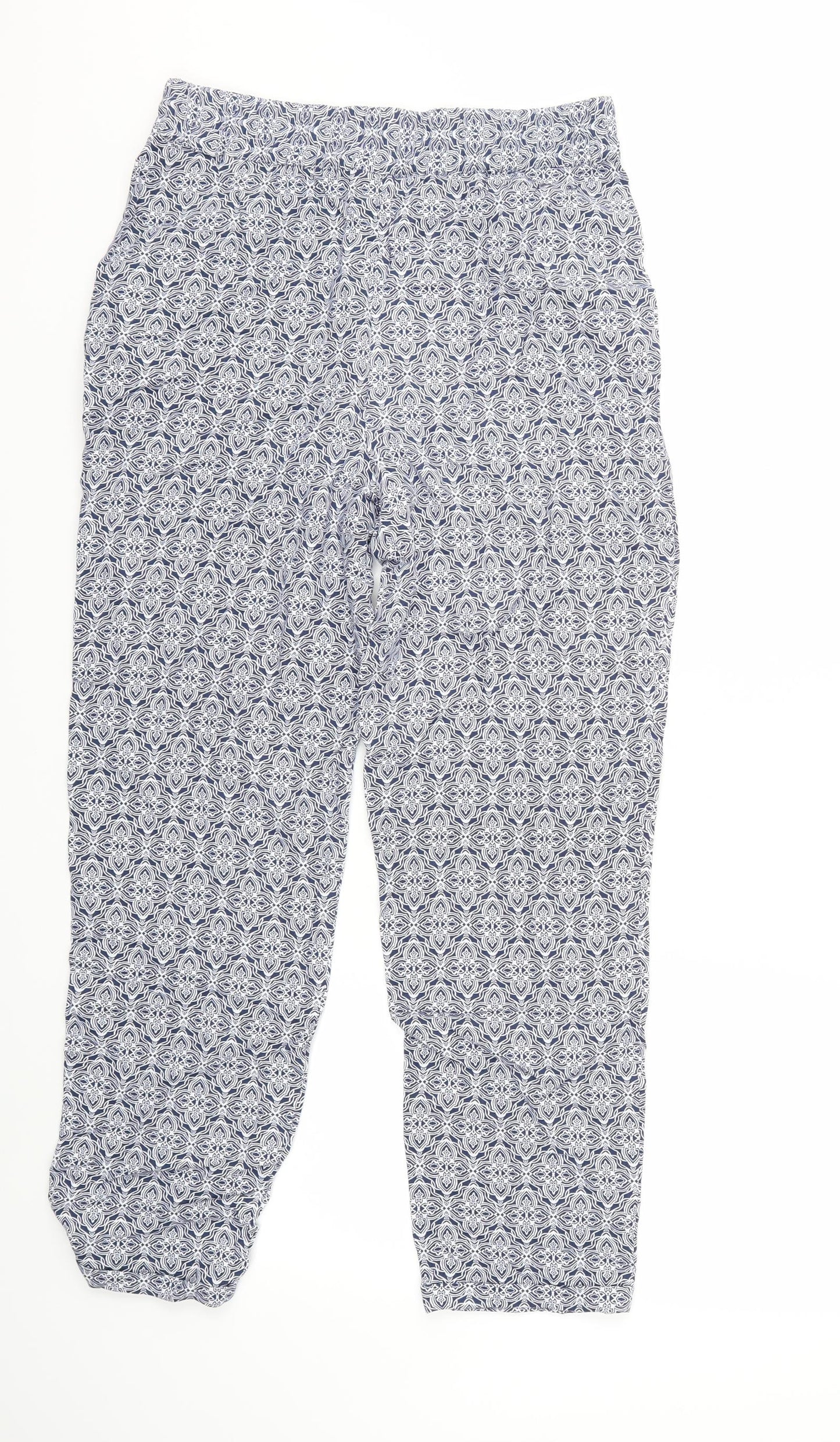 Marks and Spencer Womens Blue Floral  Trousers  Size 10 L26 in