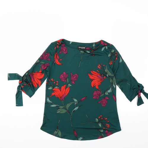 Debenhams Womens Green Floral  Basic T-Shirt Size 8