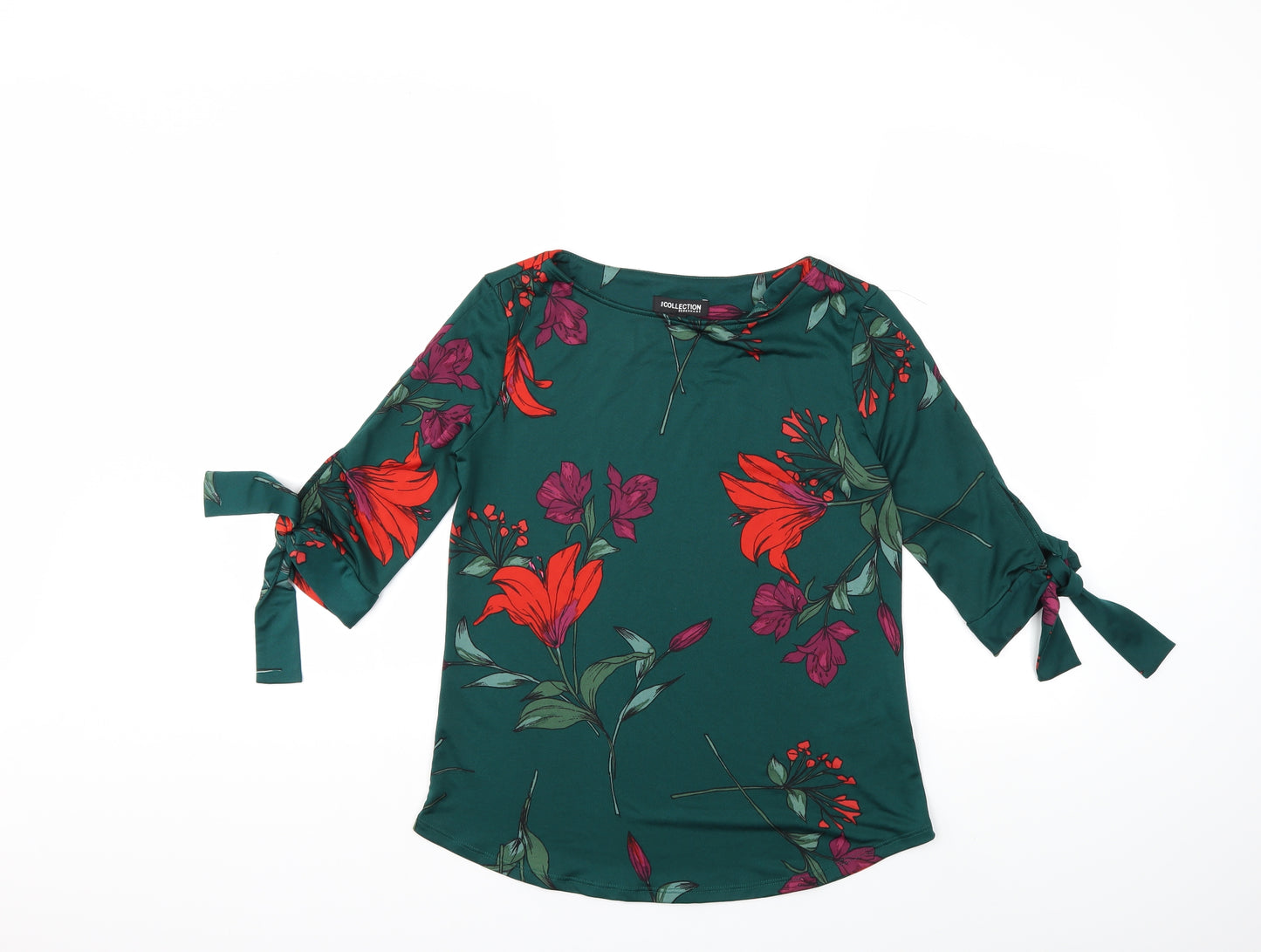 Debenhams Womens Green Floral  Basic T-Shirt Size 8