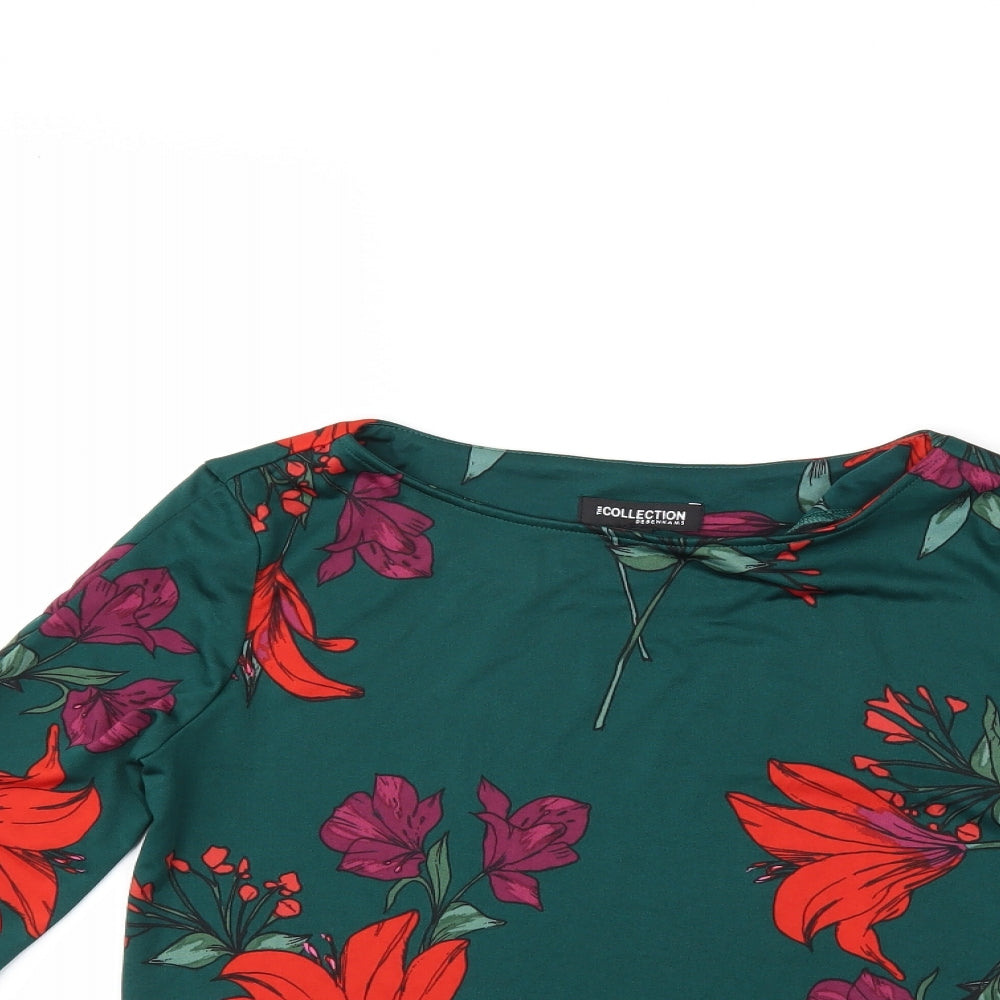 Debenhams Womens Green Floral  Basic T-Shirt Size 8