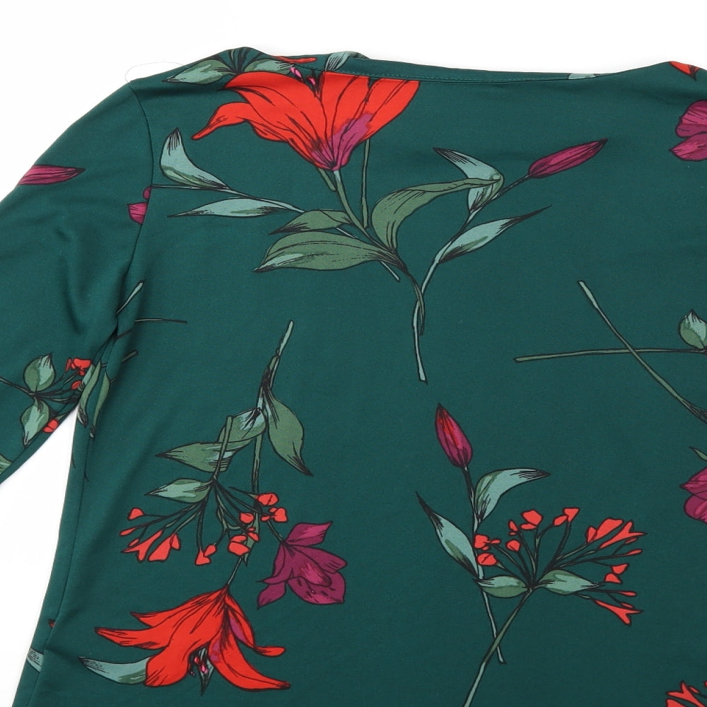 Debenhams Womens Green Floral  Basic T-Shirt Size 8