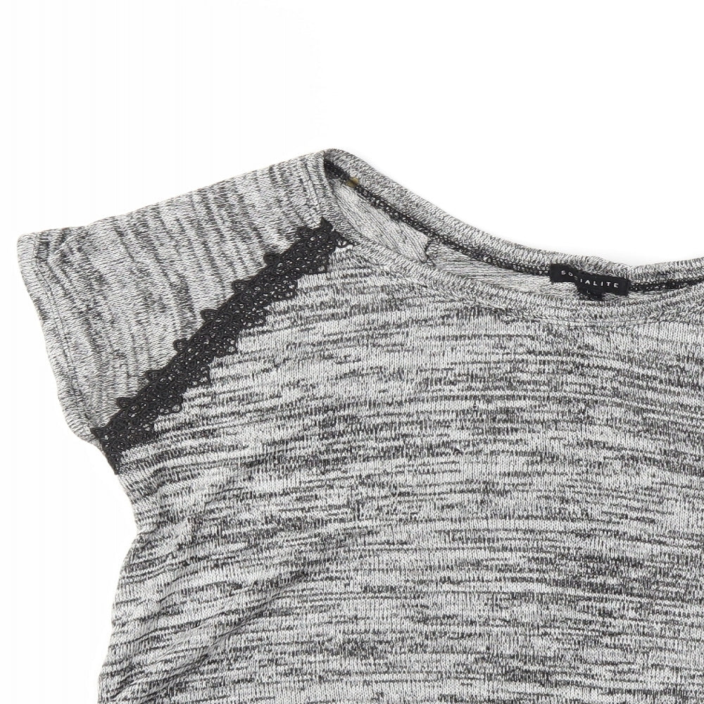 SOCIALITE Womens Grey  Knit Basic T-Shirt Size L