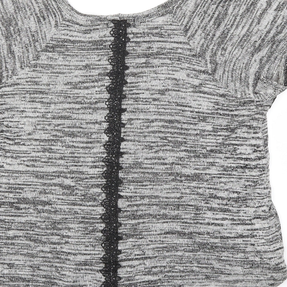SOCIALITE Womens Grey  Knit Basic T-Shirt Size L