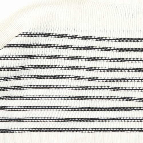 New Look Womens White Striped Knit Pullover Jumper Size S