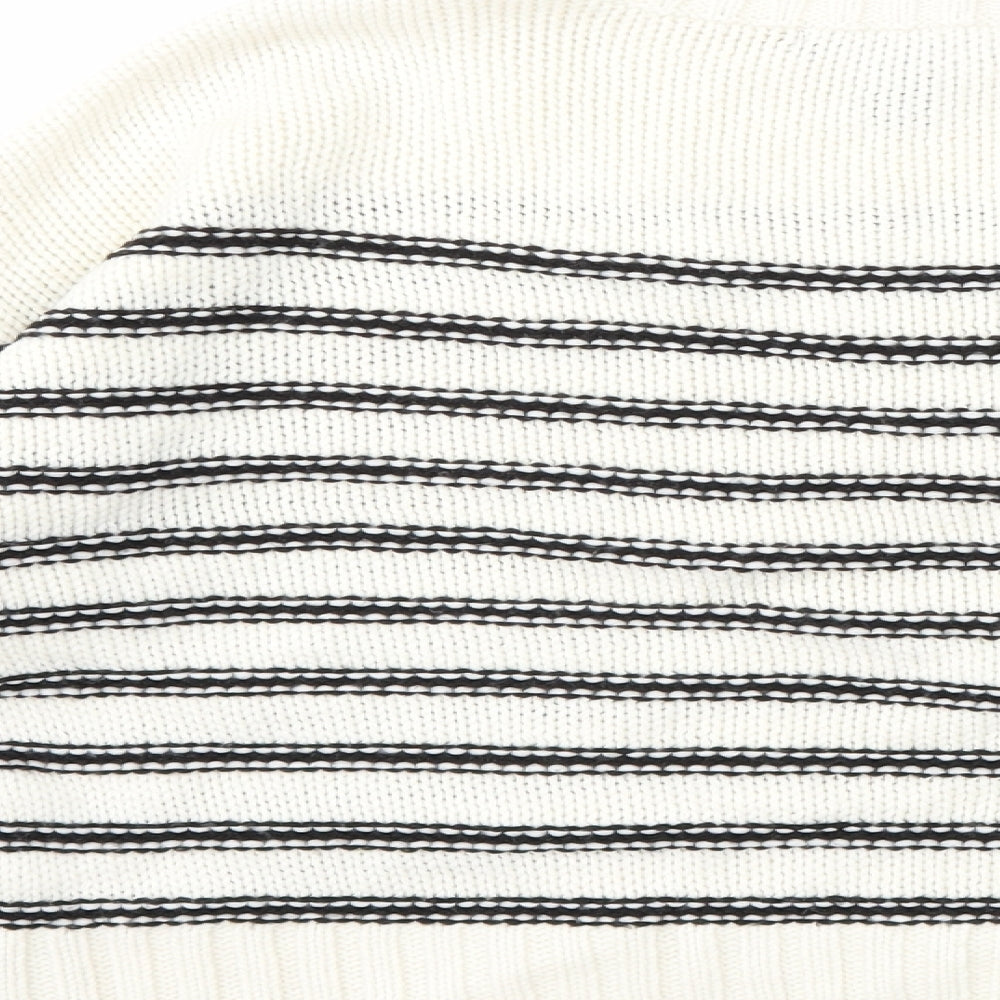 New Look Womens White Striped Knit Pullover Jumper Size S