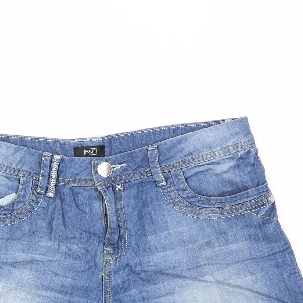 F&F Womens Blue  Denim Cut-Off Shorts Size 8