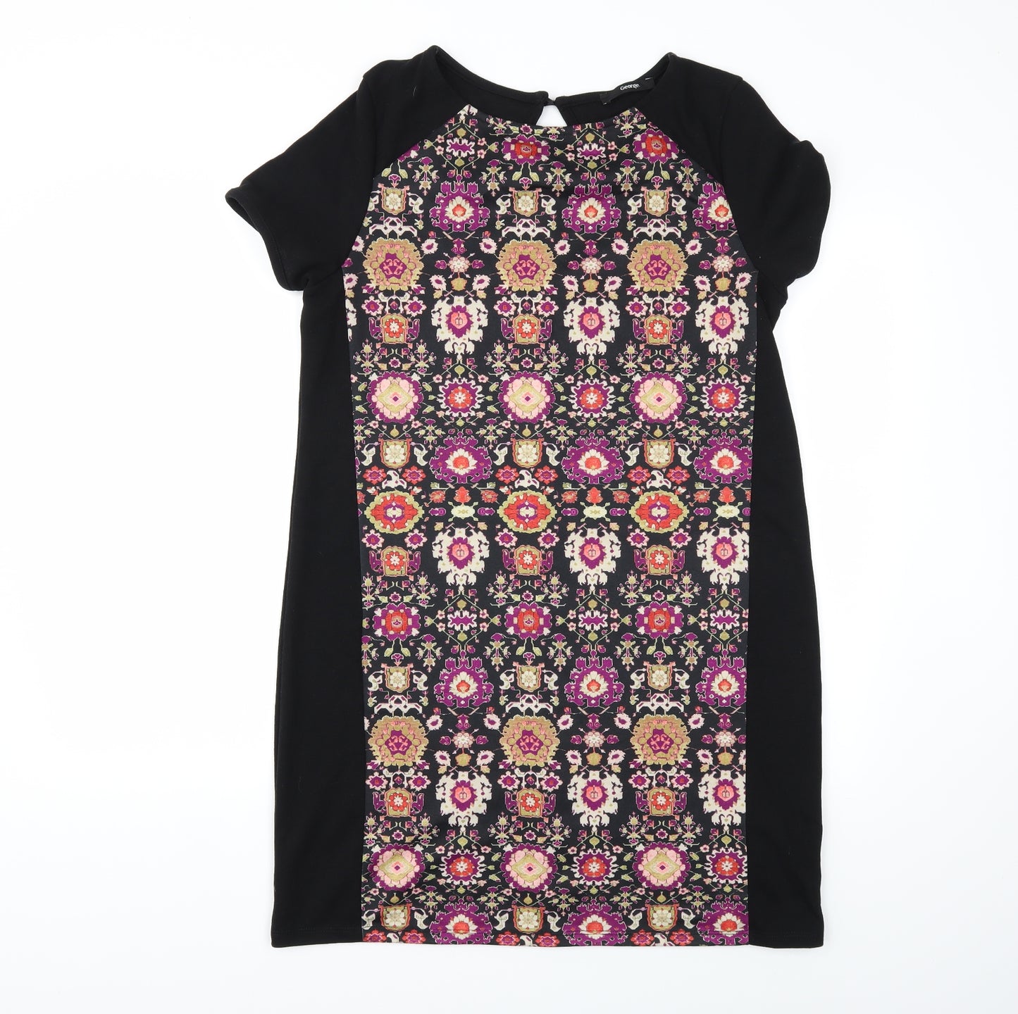 George Womens Black Floral  Jumper Dress  Size 14
