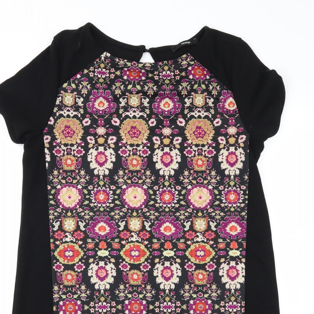 George Womens Black Floral  Jumper Dress  Size 14